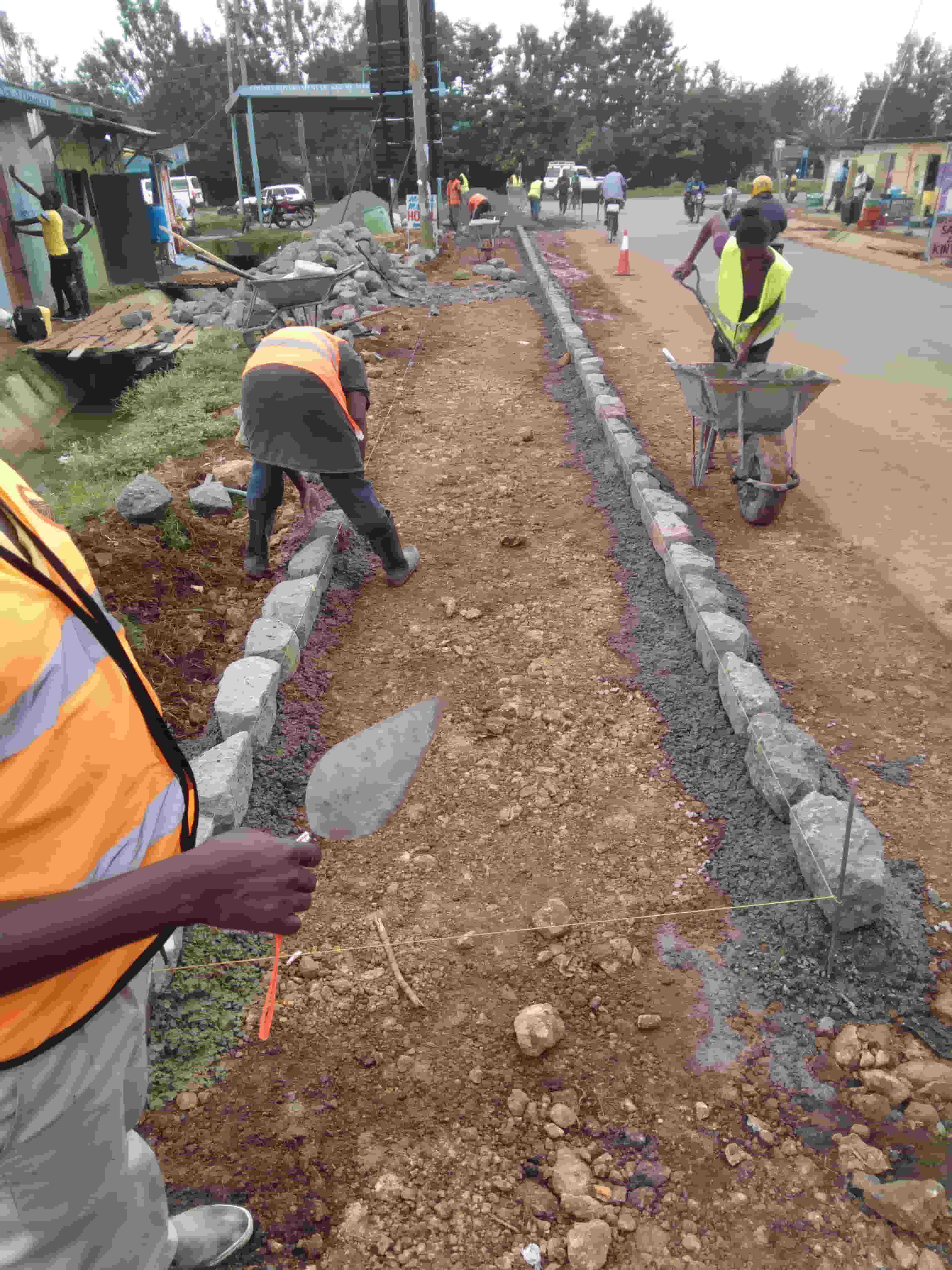 Road works construction project